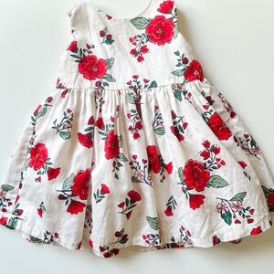 Floral Kids Dress - Red and White
